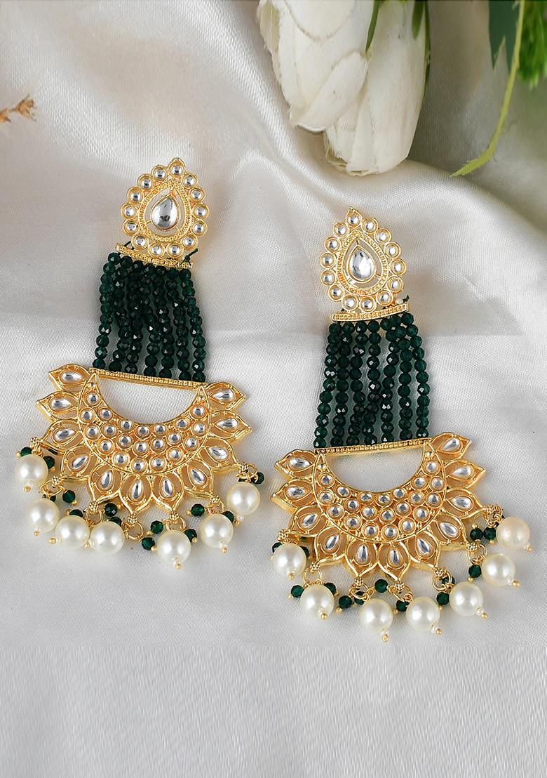 Kundan Long Chandbali Earrings