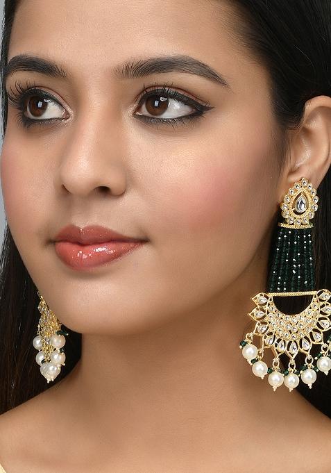 Kundan Long Chandbali Earrings
