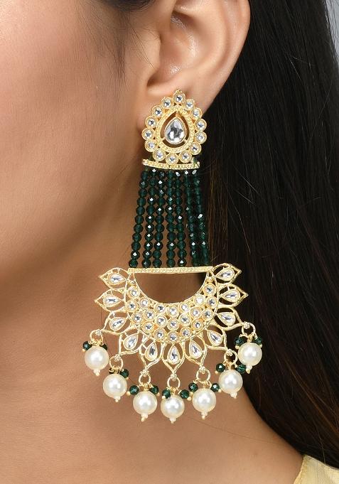 Kundan Long Chandbali Earrings