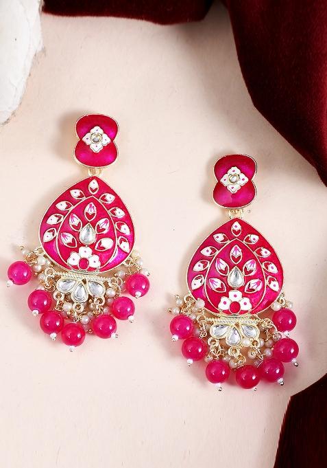 Darkpink Meenakari Drop Earrings