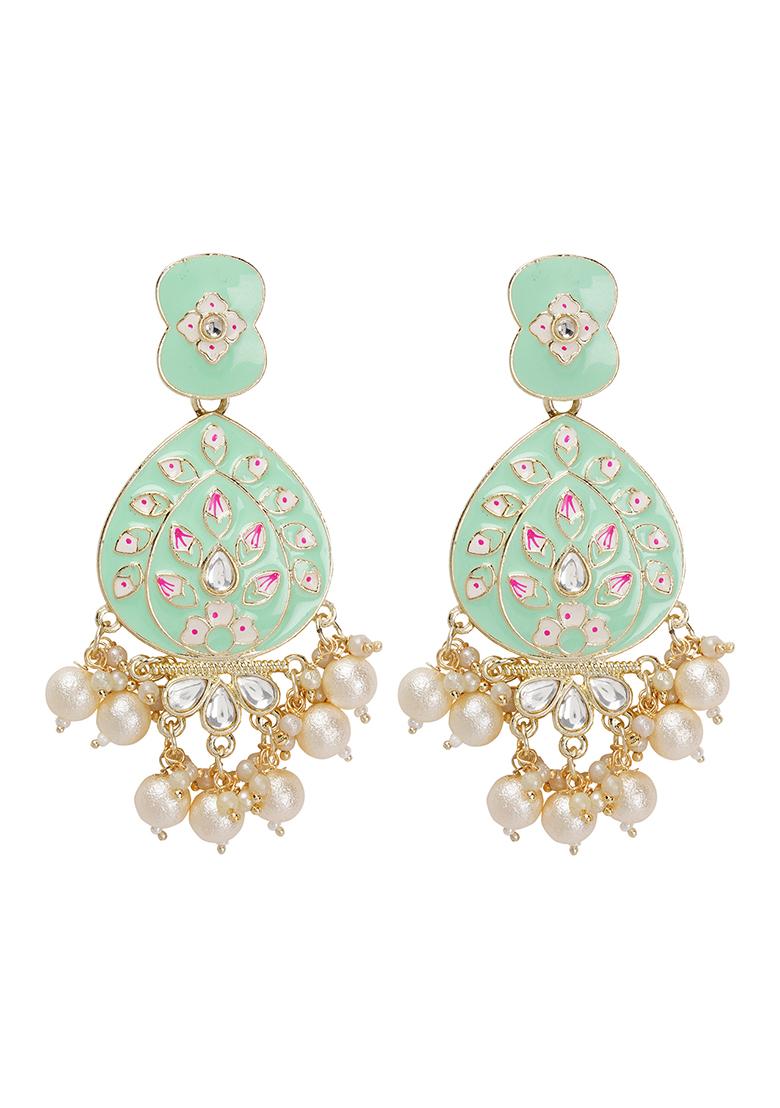 Mint Green Meenakari Drop Earrings