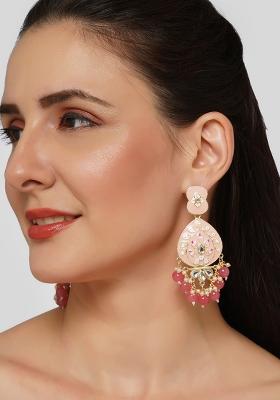 Pink Meenakari Drop Earrings
