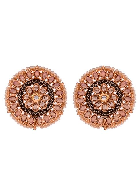 Big Round Light Pink Stud Earrings