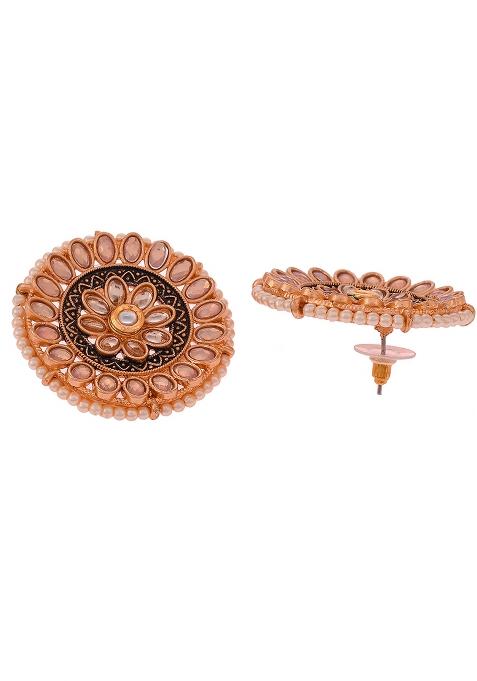 Big Round Light Pink Stud Earrings