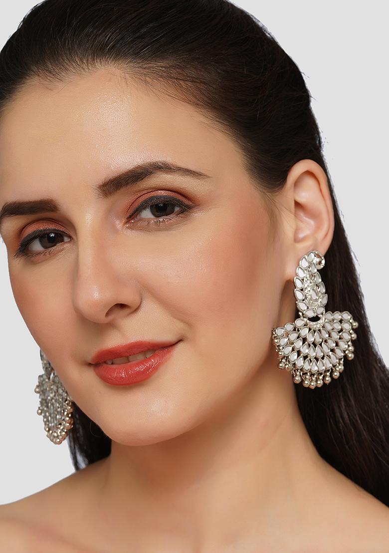 Handcrafted Mirror Chandbali Earrings