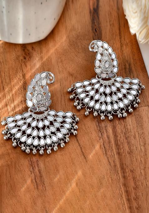 Handcrafted Mirror Chandbali Earrings