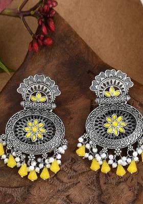 Yellow Drops Chandbali Earrings
