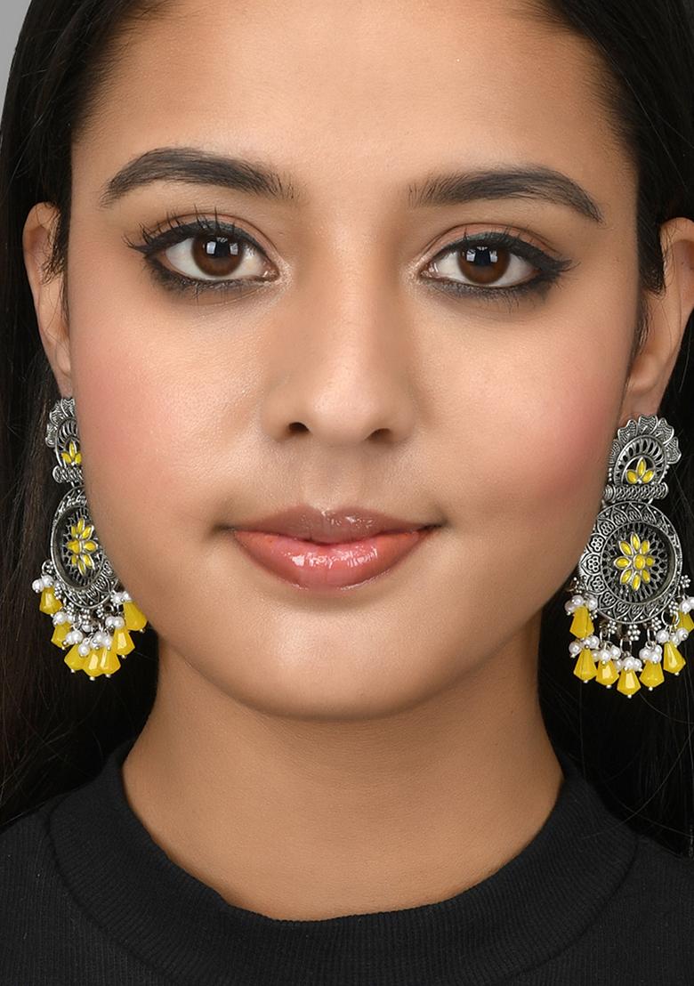 Yellow Drops Chandbali Earrings