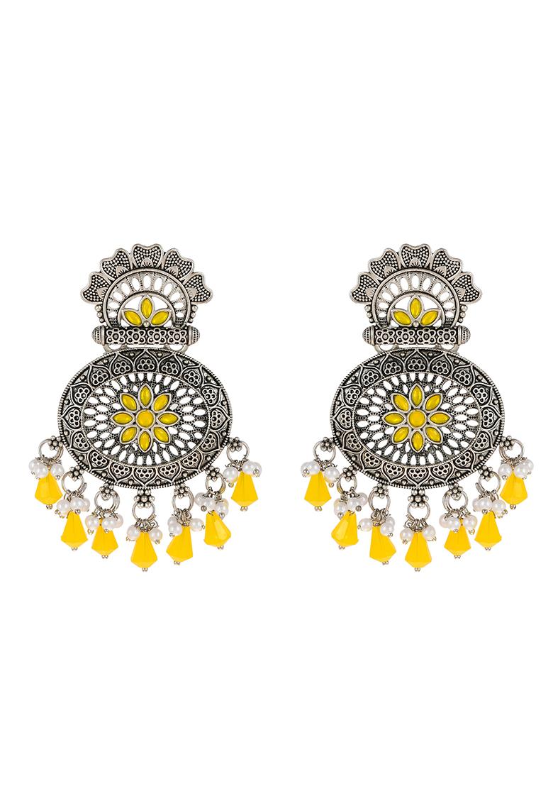 Yellow Drops Chandbali Earrings