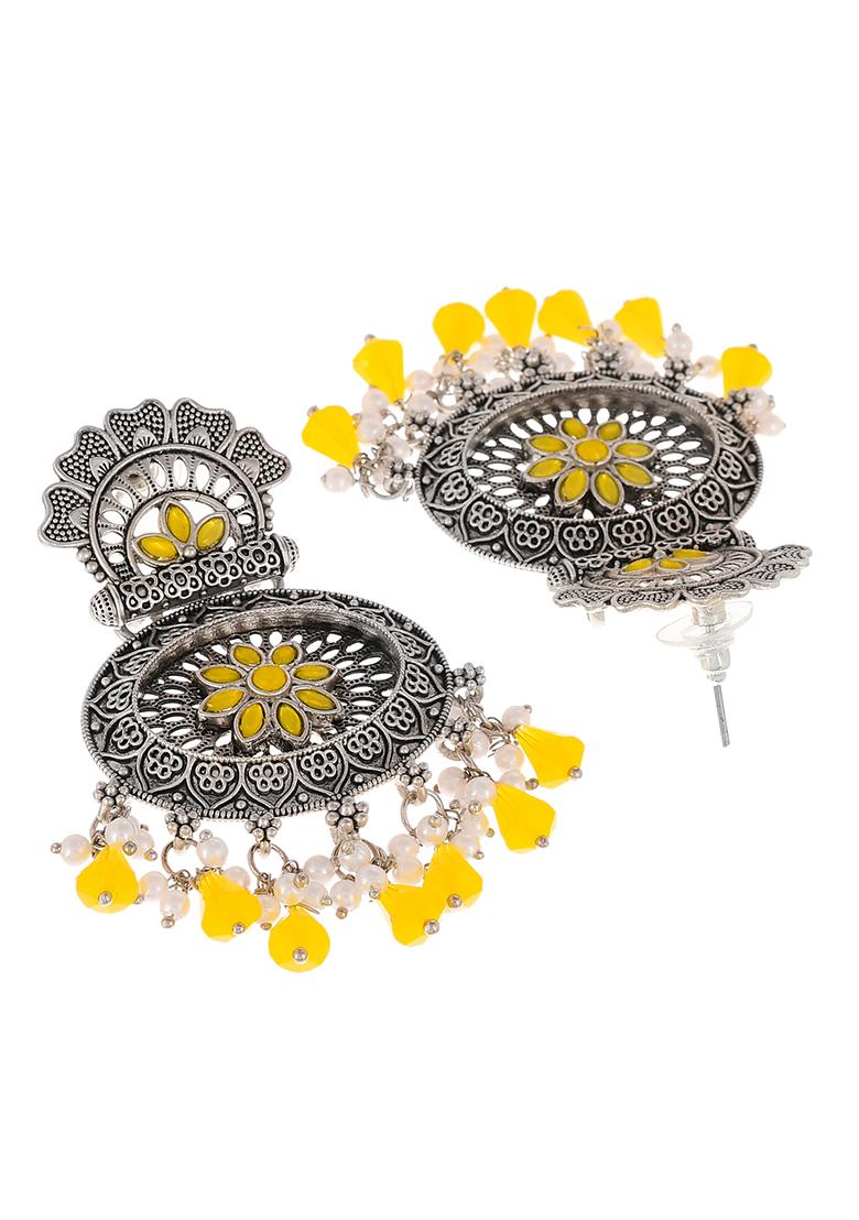 Yellow Drops Chandbali Earrings