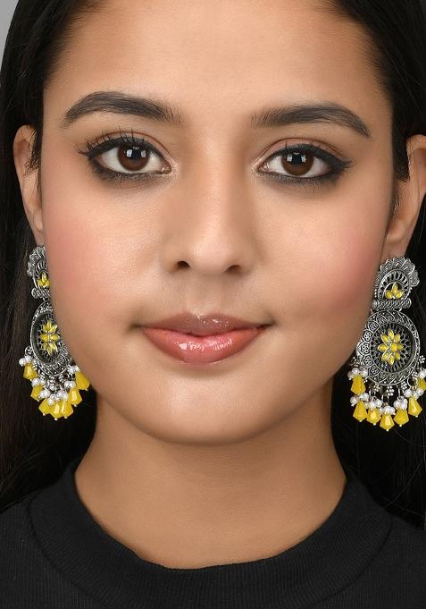 Yellow Drops Chandbali Earrings