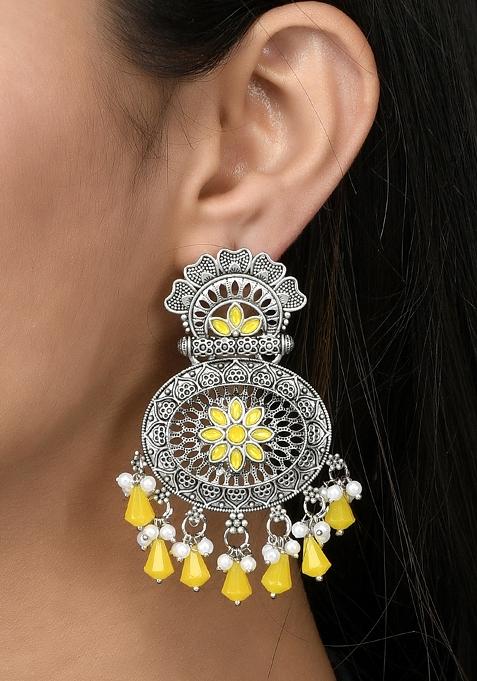 Yellow Drops Chandbali Earrings