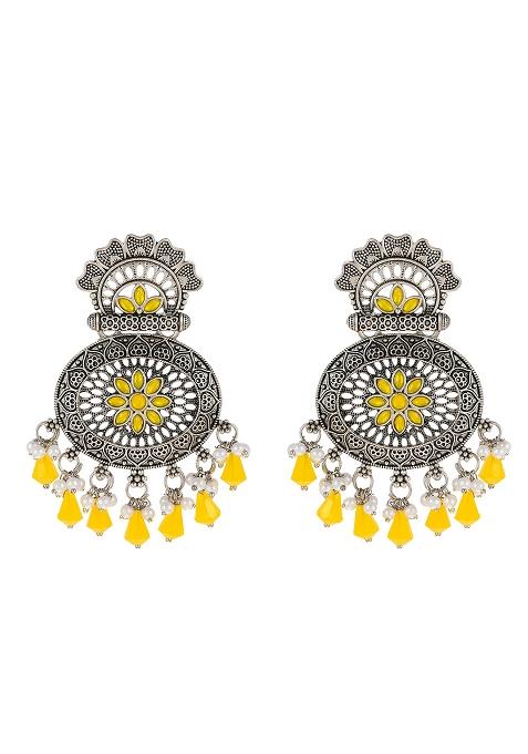 Yellow Drops Chandbali Earrings