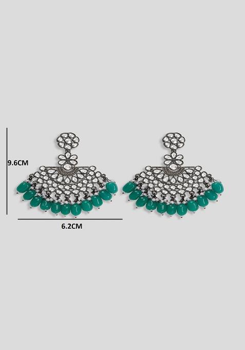 Black Silver Plating Chandbali Earrings