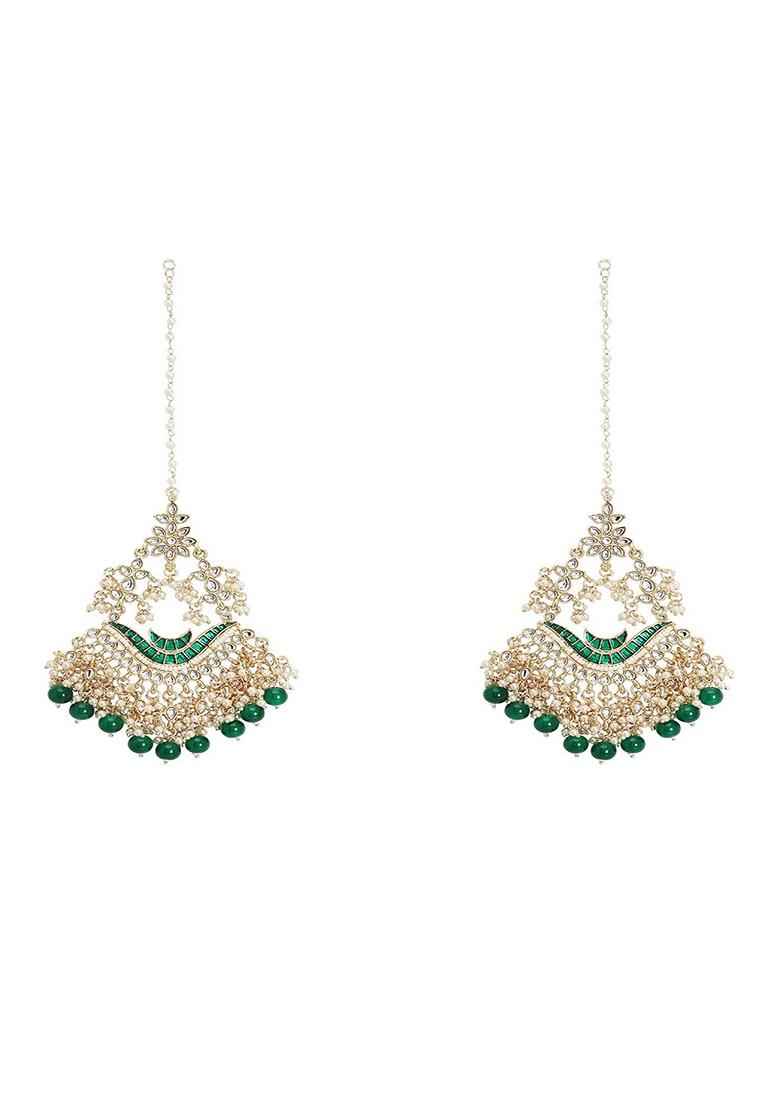 Kundan Chandbali Earrings With Hair Chains