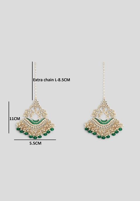 Kundan Chandbali Earrings With Hair Chains