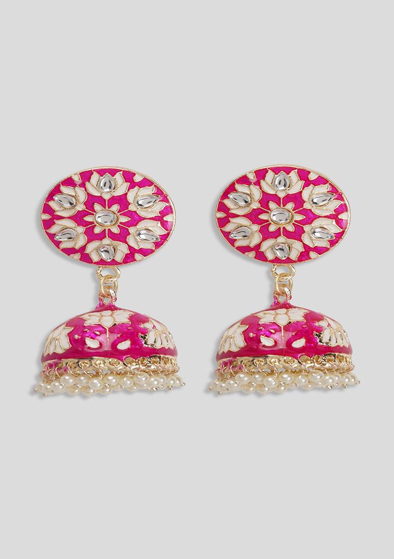 Meenakari Small Jhumkas Earrings