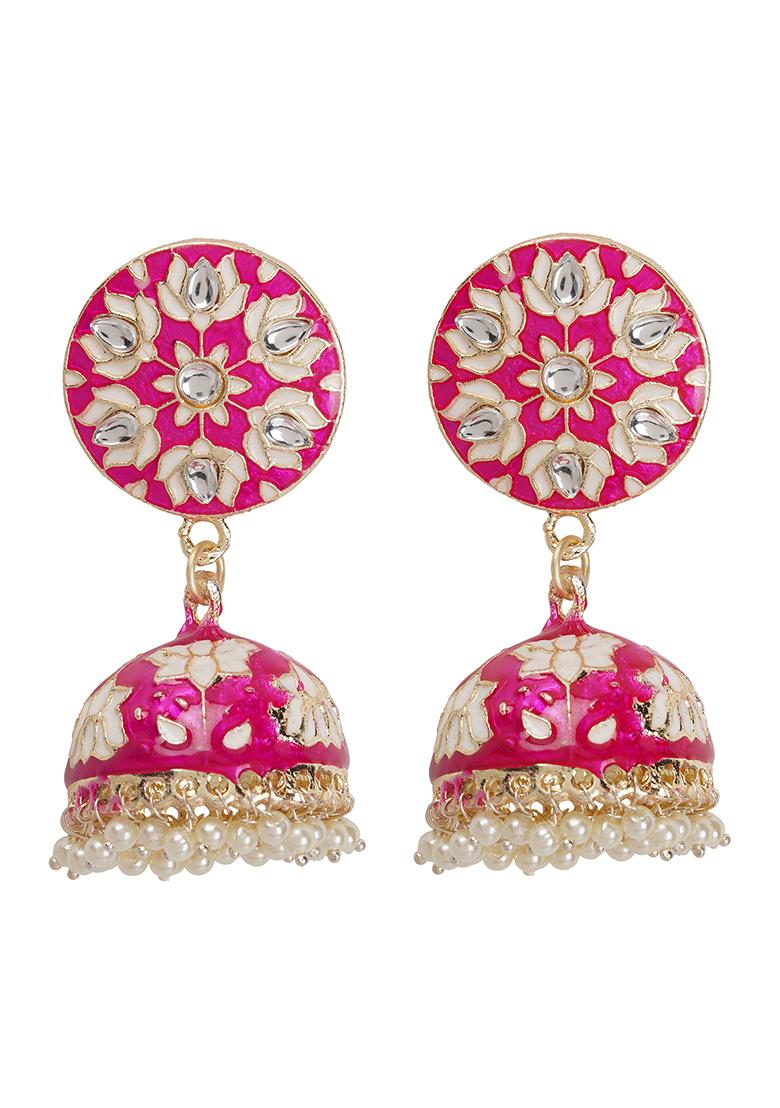 Meenakari Small Jhumkas Earrings