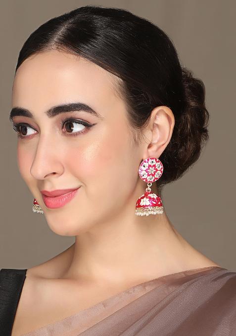 Meenakari Small Jhumkas Earrings