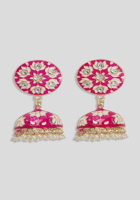 Meenakari Small Jhumkas Earrings