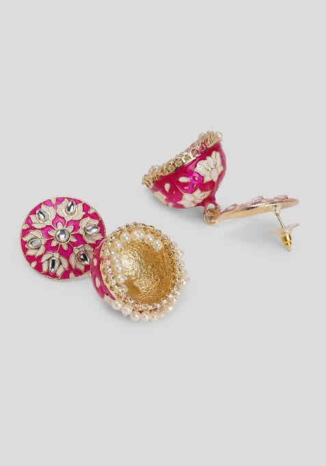 Meenakari Small Jhumkas Earrings