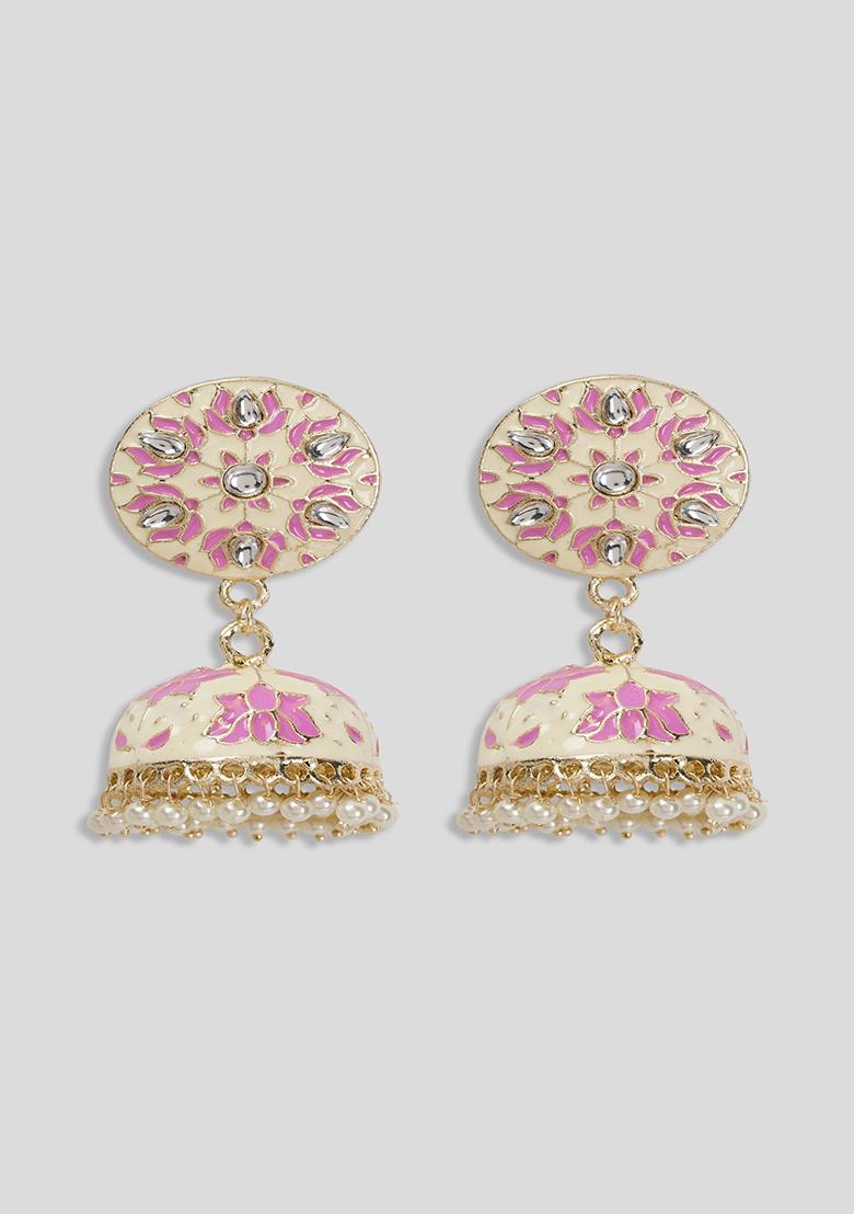 Meenakari Small Jhumkas Earrings