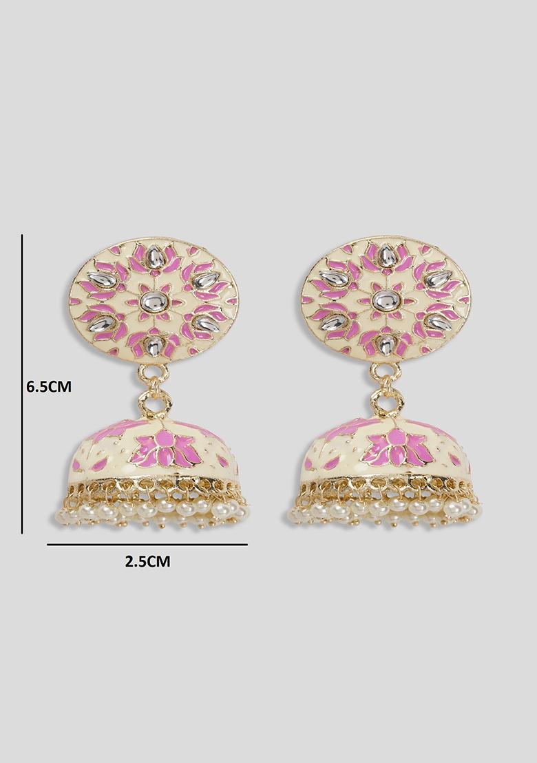 Meenakari Small Jhumkas Earrings