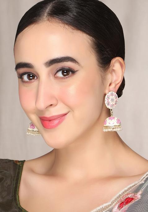 Meenakari Small Jhumkas Earrings