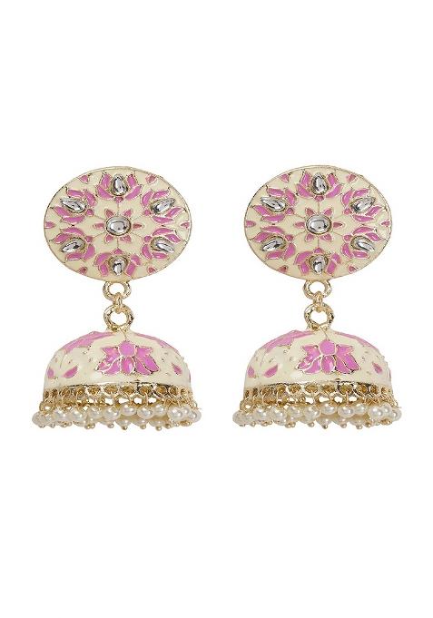 Meenakari Small Jhumkas Earrings
