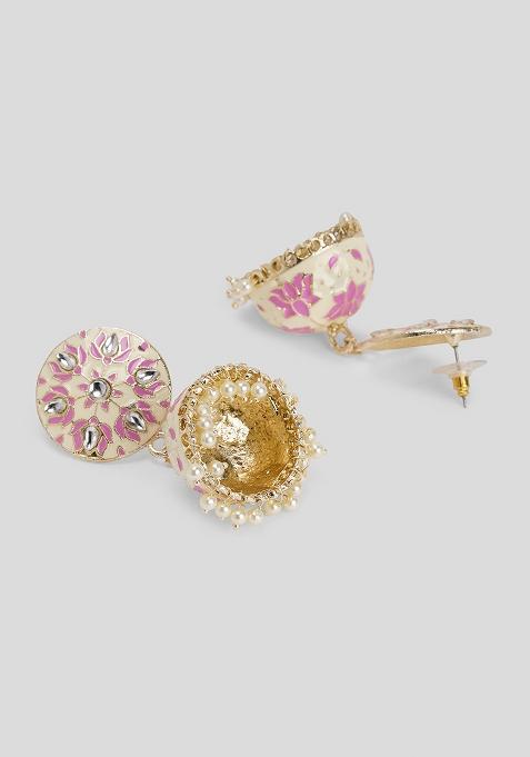 Meenakari Small Jhumkas Earrings