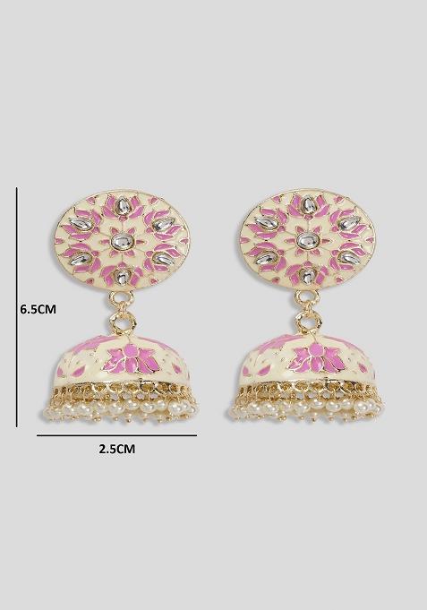 Meenakari Small Jhumkas Earrings