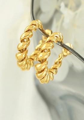 18K Gold Plated Waterproof Anti Tarnish Spiral Half Hoop Earrings