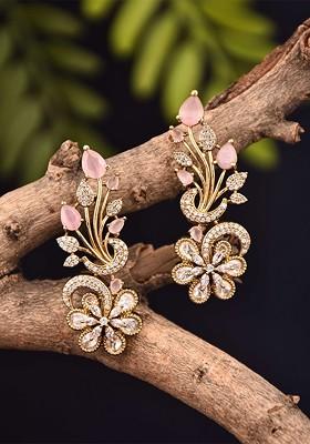 Kundan Studded Floral Drop Earrings