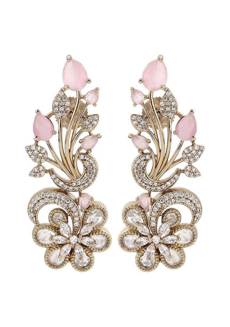 Kundan Studded Floral Drop Earrings