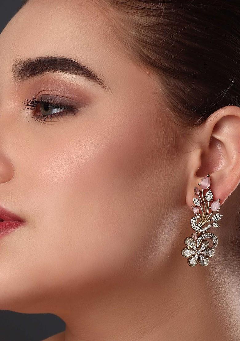 Kundan Studded Floral Drop Earrings