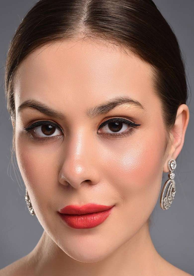 Rhodium Plated Cubic Zirconia Oval Drop Earrings - Indya