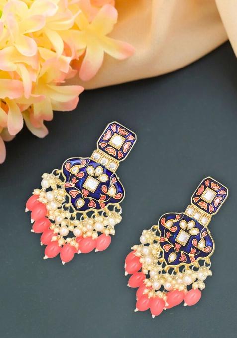 Multi Color Gold Plated Brass Earrings