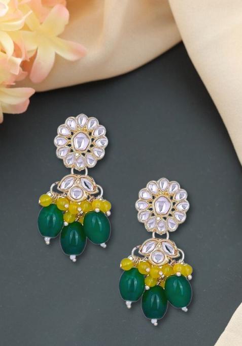 Multi Color Gold Plated Brass Earrings