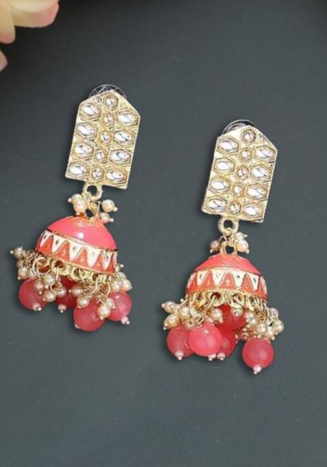 Multi Color Gold Plated Brass Earrings