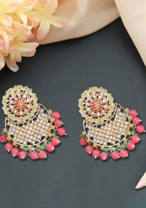 Multi Color Gold Plated Brass Earrings