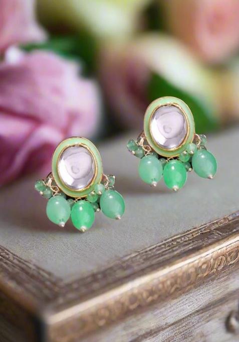 Multi Color Gold Plated Brass Earrings