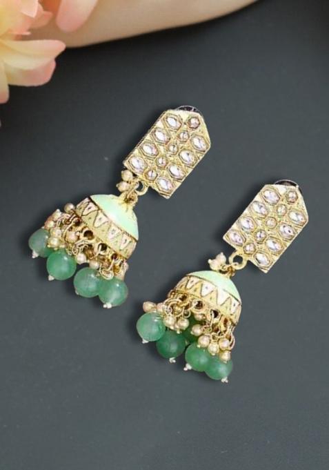 Multi Color Gold Plated Brass Earrings