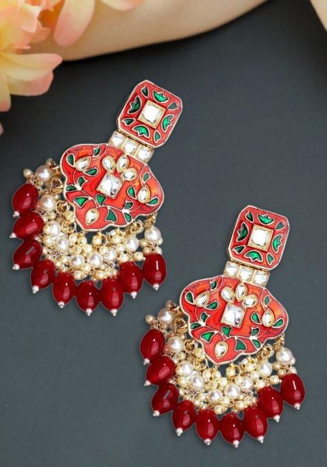 Multi Color Gold Plated Brass Earrings