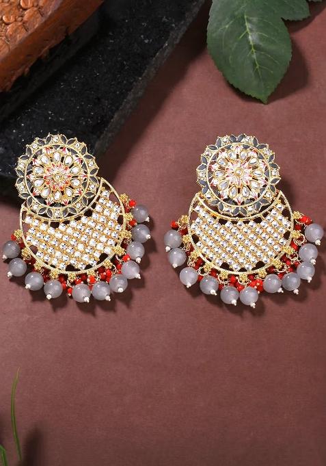Multi Color Gold Plated Brass Earrings