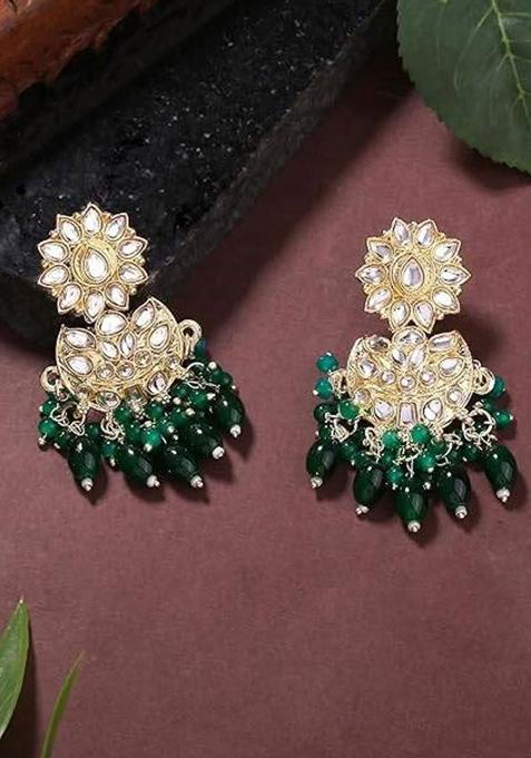 Green Gold Plated Brass Earrings