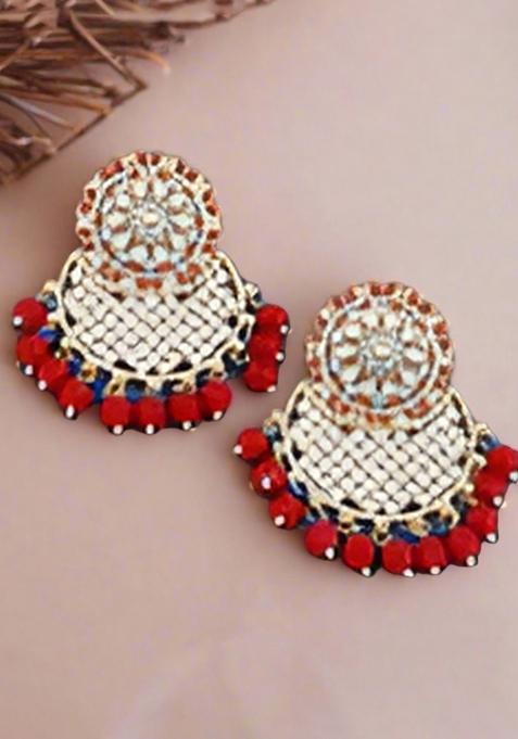 Multi Color Gold Plated Brass Earrings