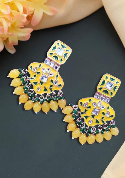 Multi Color Gold Plated Brass Earrings