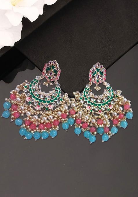 Multi Color Gold Plated Brass Earrings