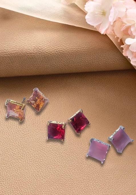 Multi Color Gold Plated Brass Earrings