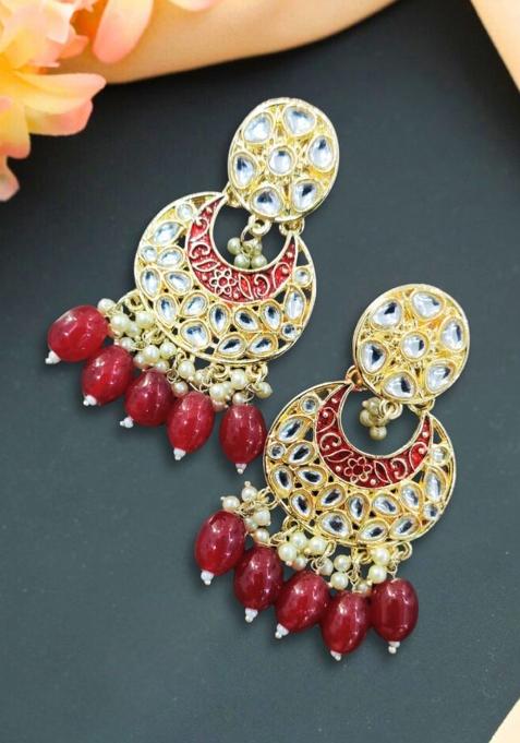 Multi Color Gold Plated Brass Earrings